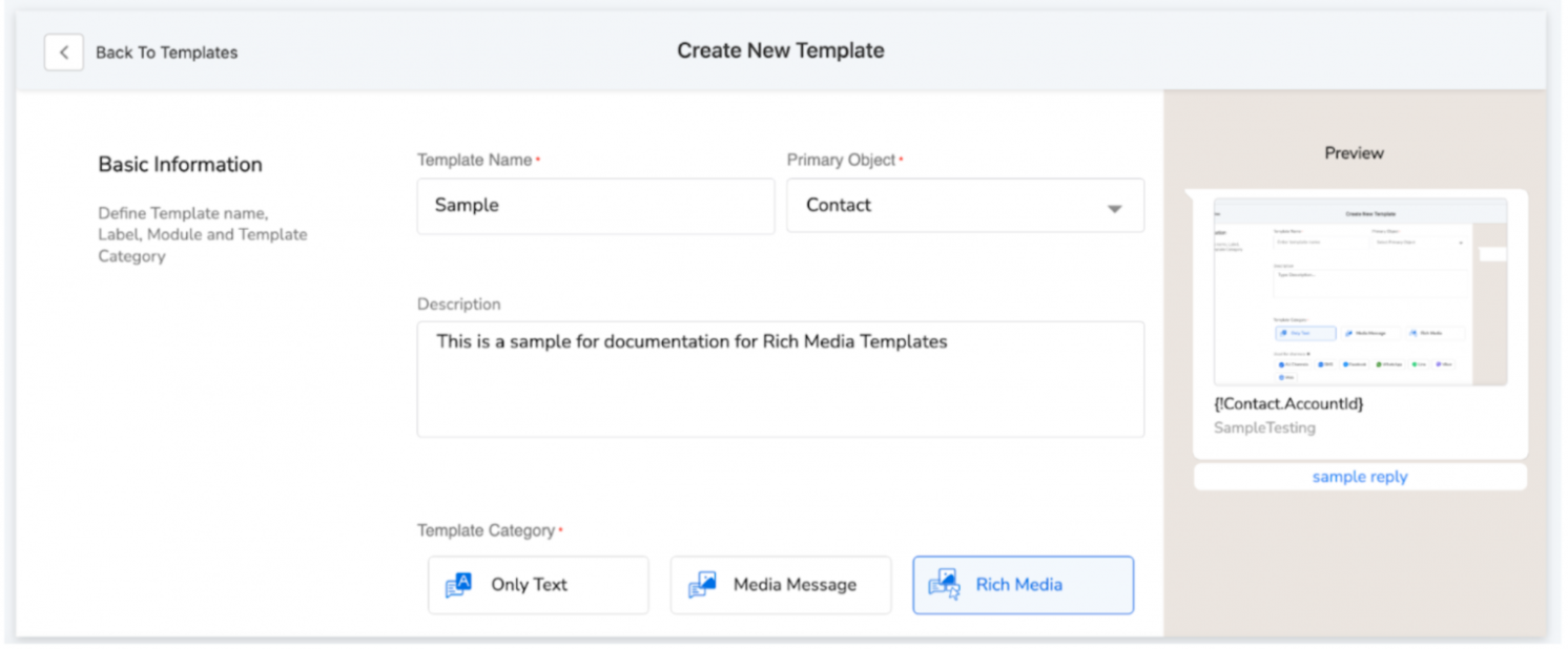 Create Message Template - SMS-Magic Web Portal