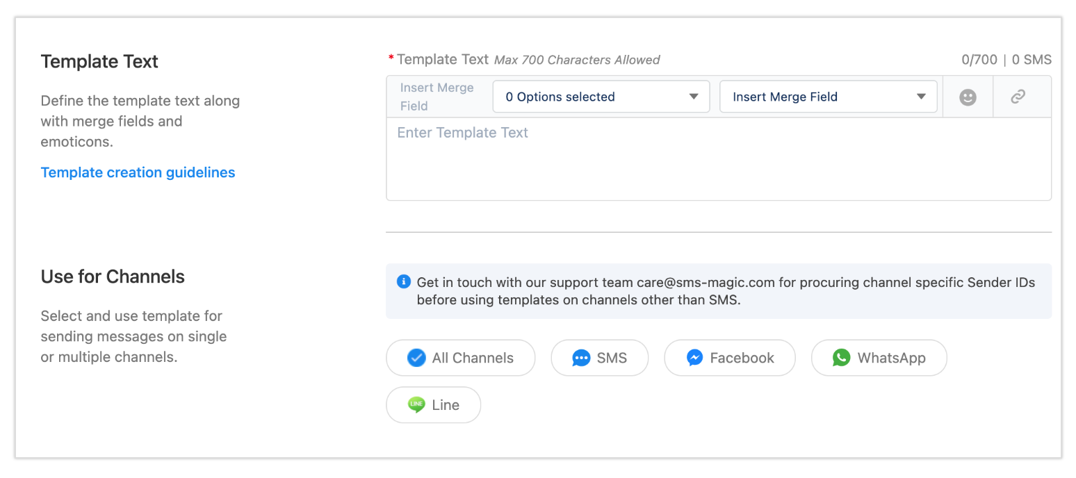 Salesforce Basic Template Create a New Template - SMS-Magic Salesforce Documentation