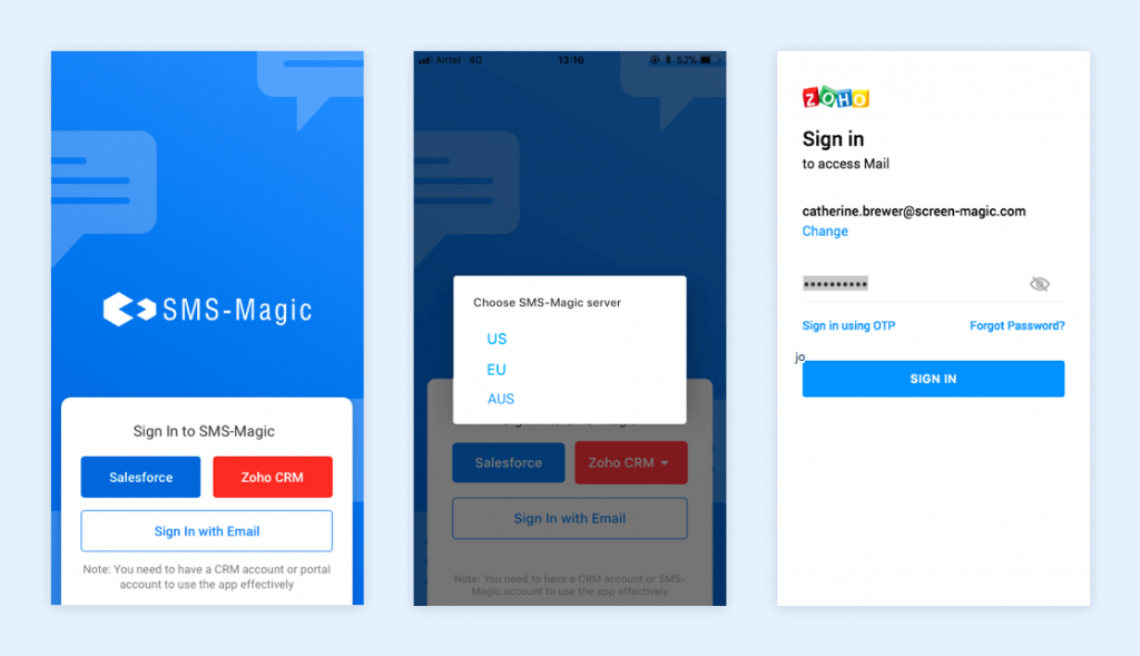 Sign In - SMS-Magic Zoho Documentation
